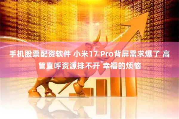 手机股票配资软件 小米17 Pro背屏需求爆了 高管直呼资源排不开 幸福的烦恼